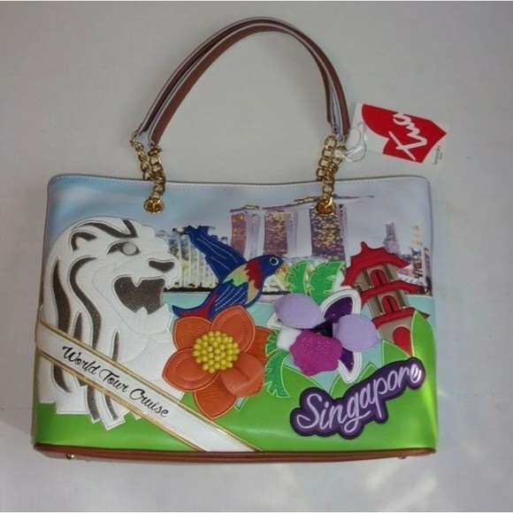 NEW •Rare•Braccalini Wonders Cruise Singapore Tote Purse Shoulder Bag - Picture 3 of 9